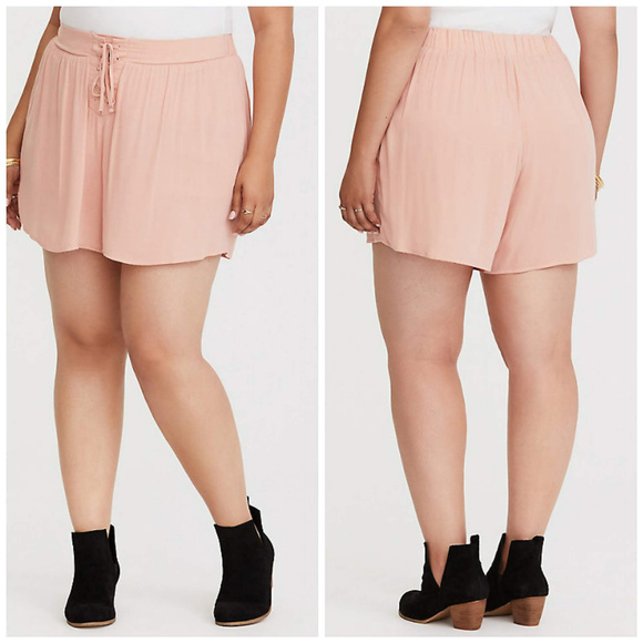 torrid Pants - Torrid Shorts Peach Lace-Up Crepe 3X